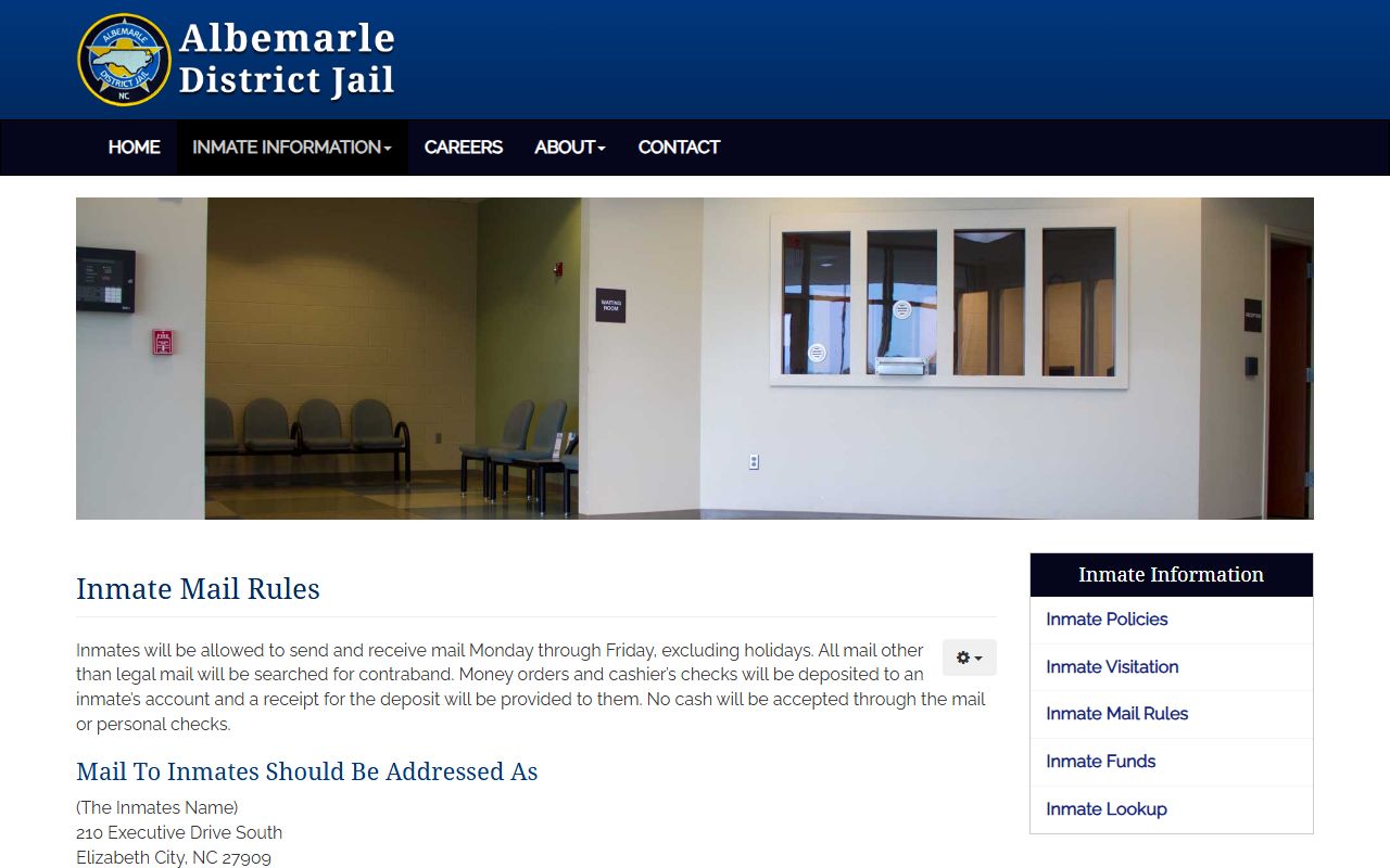 Albemarle District Jail official mail rules