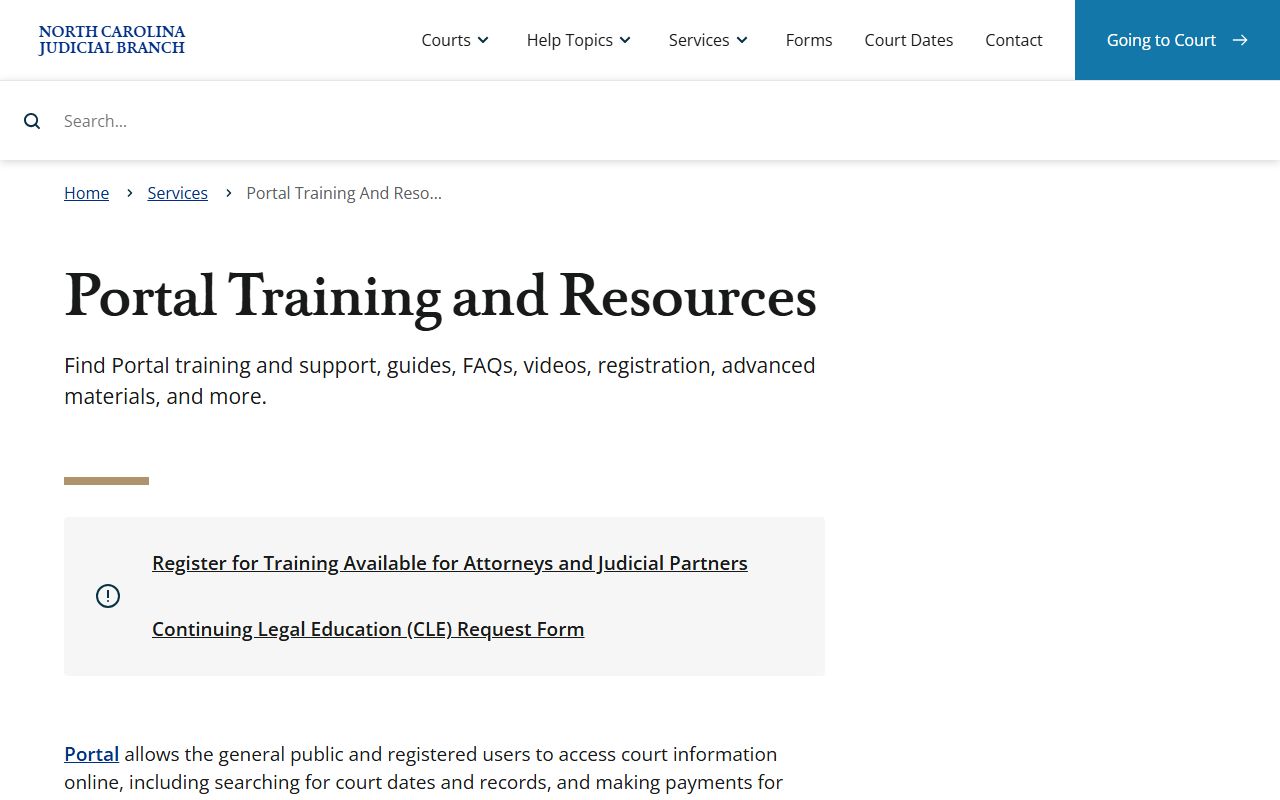 Camden County court records after arrest eCourts portal training page